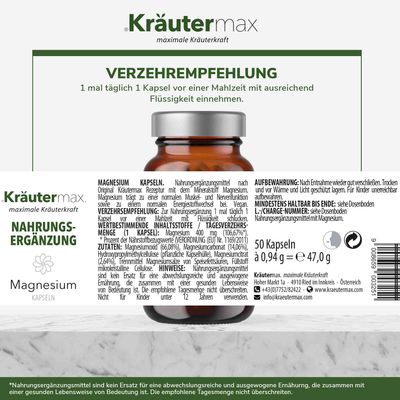 Magnesium 400 mg Kapseln 1 x 50 Stück